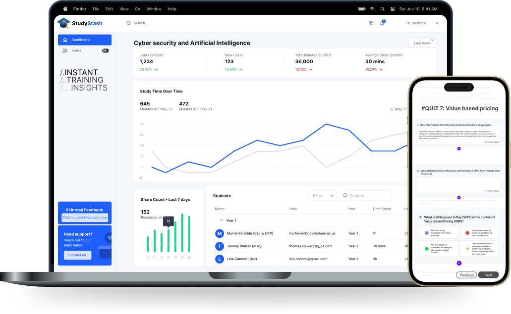 StudyStash Adaptive Learning Dashboard